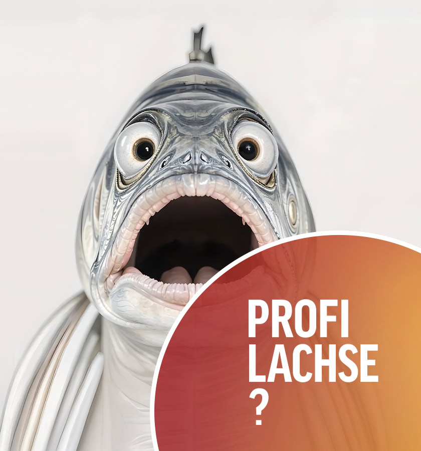 Bild eines Lachses mit der Bildunterschrift: Profi Lachse?
